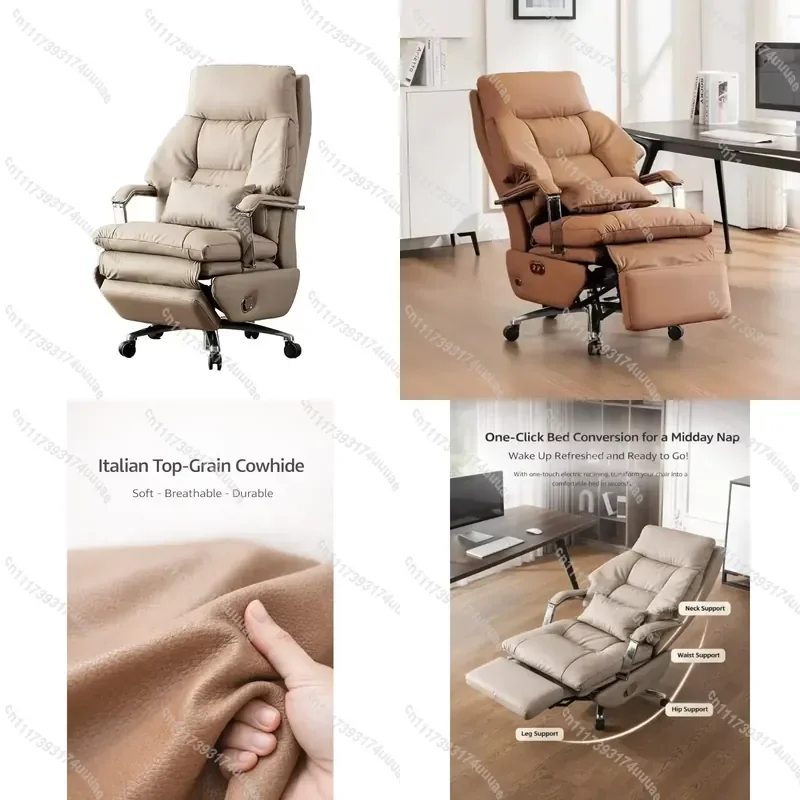 Ergonomic Executive Office Chair Electric Reclining Leather Desk Chair with Footrest Adjustable Height Lumbar Support for