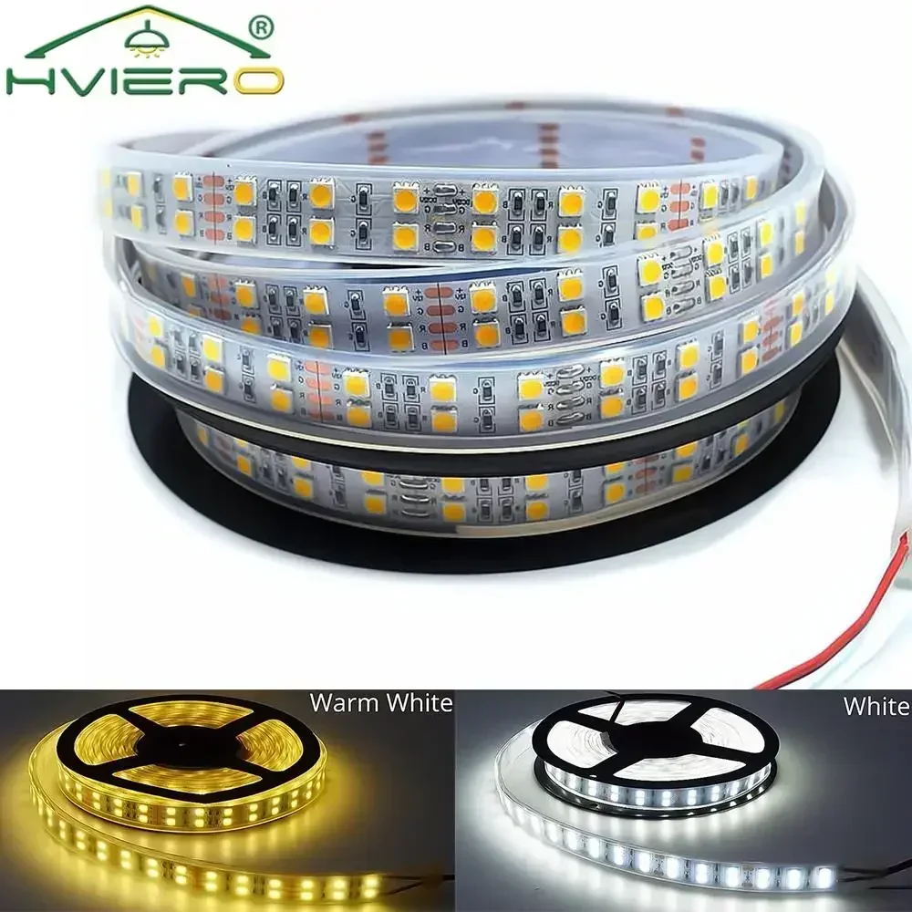 

5050 SMD 600Leds Strip Lighting Warm White Double Row Waterproof Ip67 5M Bar Led Garden Holiday Lights Desk Lamping Multipurpose