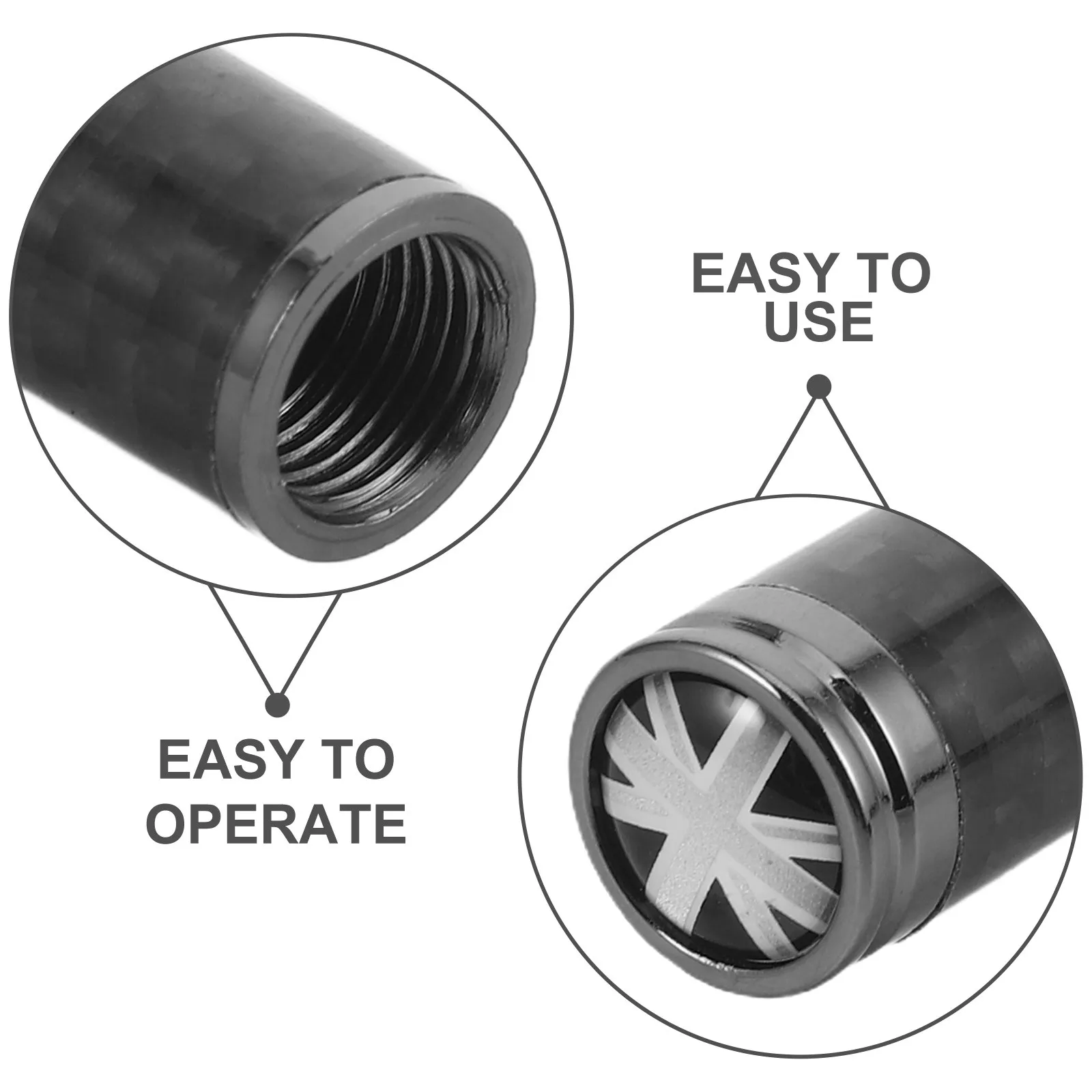 4Pcs Uk Flag Tire Valve Caps Sturdy Copper Carbon Fiber Construction for Cars Suvs Trucks Weather Resistant Valve Stem