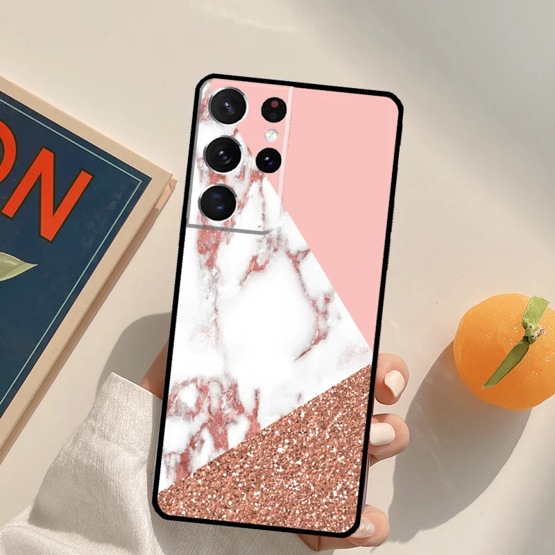 الحب ارتفع الذهب نمط قضية الهاتف لسامسونج غالاكسي S25 الترا S20 S21 S22 S23 S24 زائد S9 S10 S24 FE الغطاء الخلفي