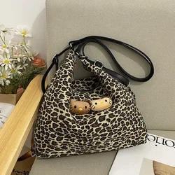 Sanrio Hellokitty Leopard Shoulder Bag Fashion College Student Schoolbag Casual All-Match Satchel Commuter Tote Handbag Backpack