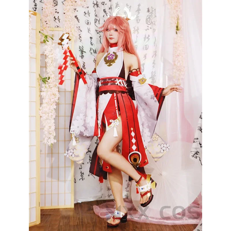 

2025 yiyi Game GenshinImpact Yae Miko Cosplay Costume Role Play Comic Con Dress Hallowmas Party Wigs 3D Animation Prop