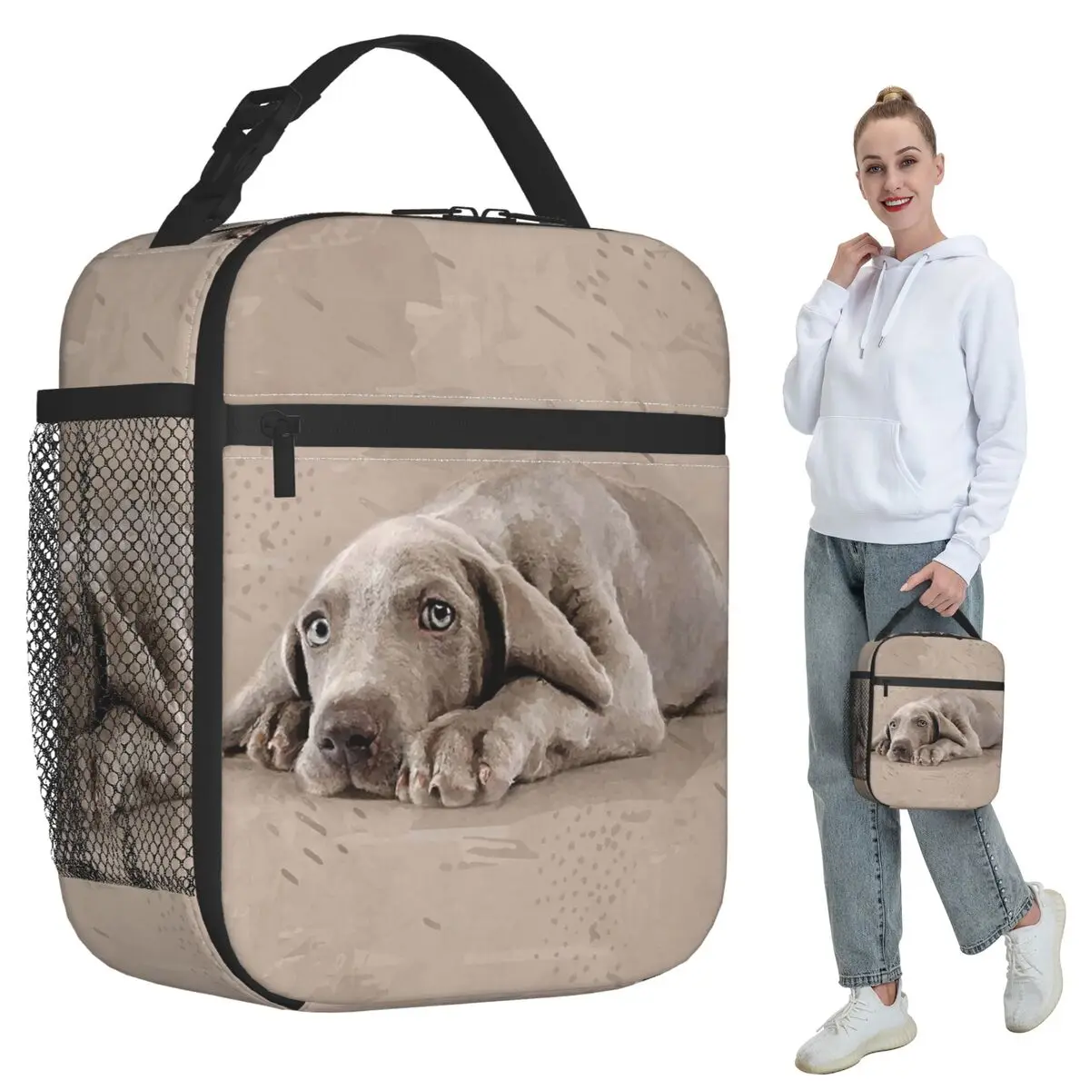 

Термосумка для обедов Weimaraner Puppy для женщин, офисная термосумка-холодильник, герметичный контейнер для еды
