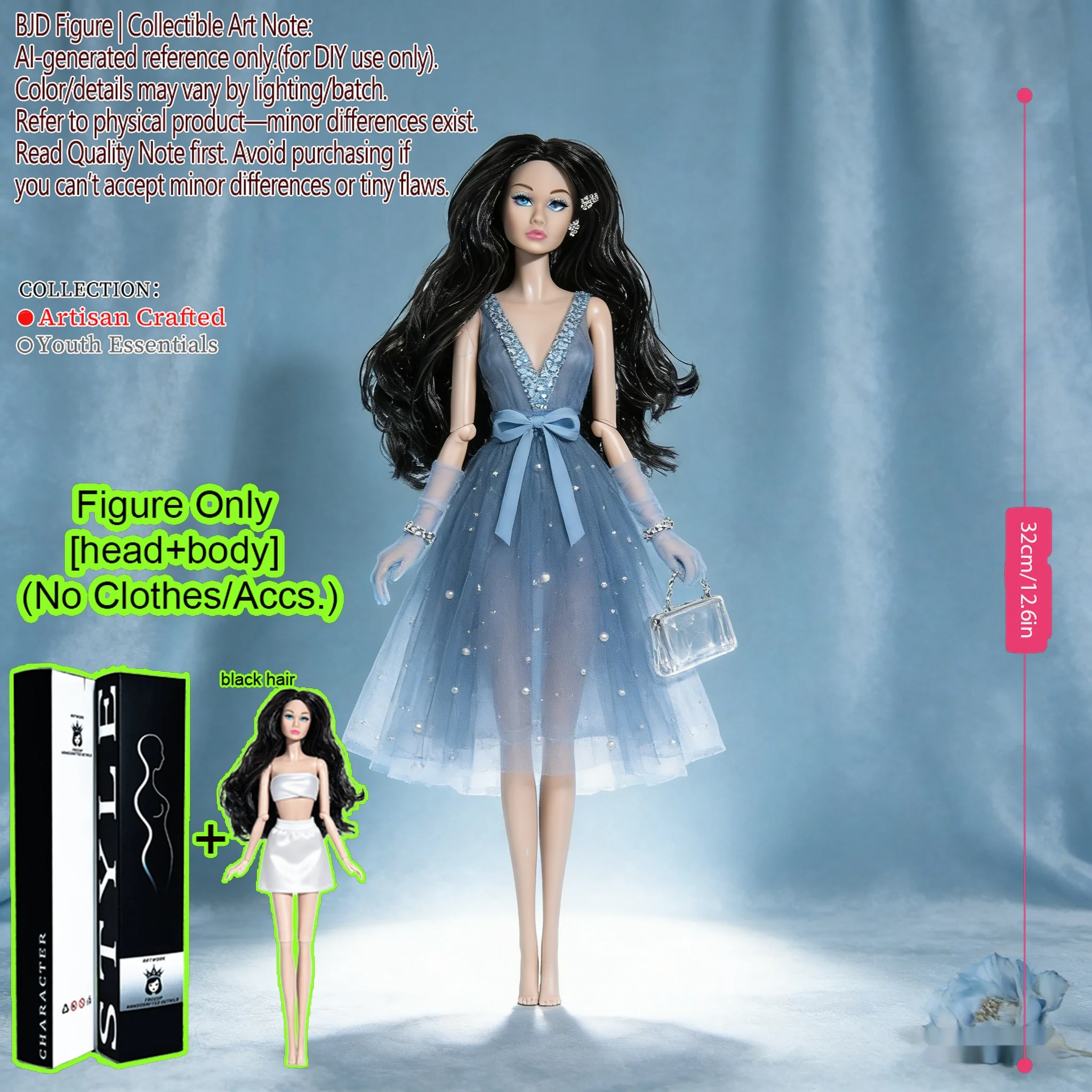 

12-Joint Desktop Ornament, 12.6in BJD Model, Exquisite Changeable Makeup Craft Gift (no clothing)