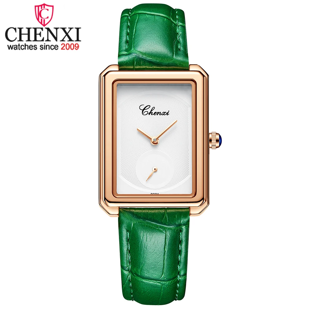 CHENXI Women Watches Fashion Malachite Green Leather Ladies Watch Luxury Waterproof Quartz Wristwatch Female Simple Clock