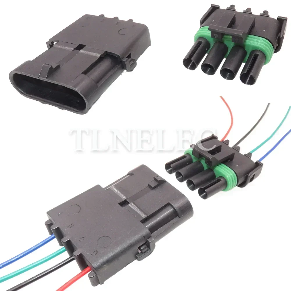 4 Pin Way Auto Parts Car Power Sealed Connector With Wires Automobile Male Female Wiring Harness Sockets 12015797 12010974
