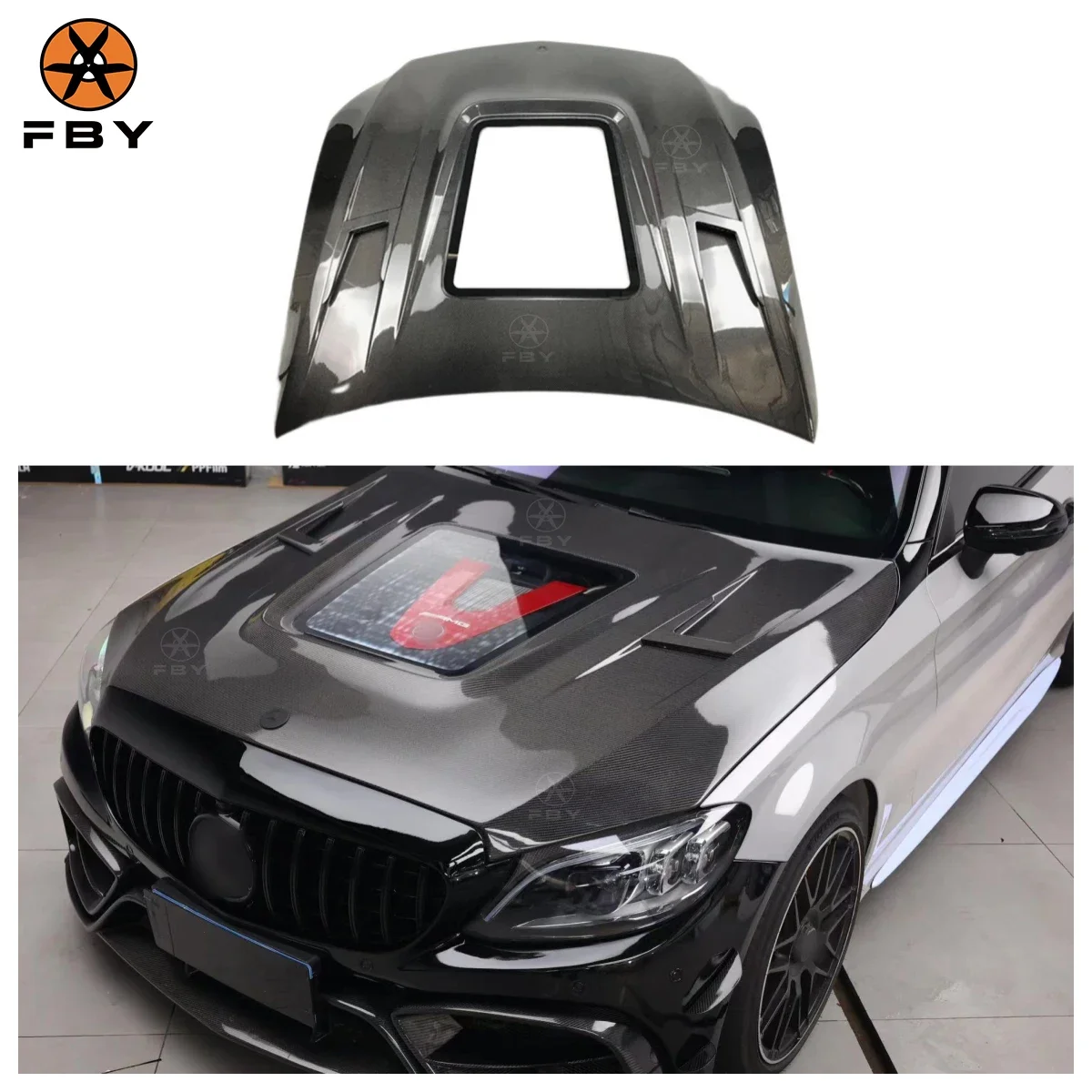 IMP Style Carbon Fiber Hood For Mercedes Benz W205 C63  C Class 2013+ Carbon Fiber Engine Hood Cover