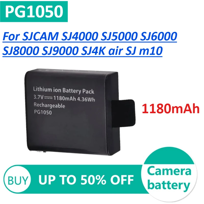 

PG1050 1180mAh Lithium battery For SJCAM SJ5000 SJ6000 SJ8000 M10 EKEN 4K H8 H9 GIT-LB101 DBPOWER EX5000 Camera battery