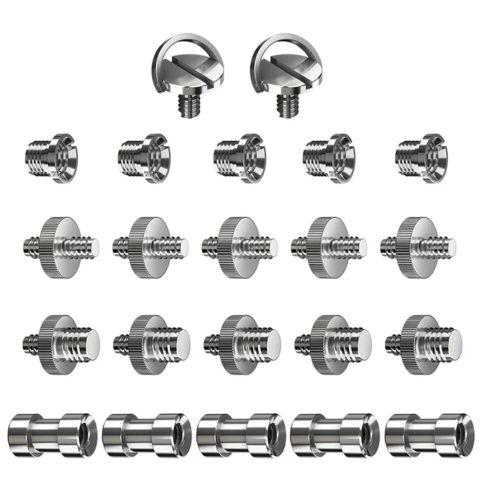 

22pcs Camera Set Silver 1/4 inch Tripod Adapter Mounting Photo Tripod Screw Converter Equipment Studio Supplies Accessories