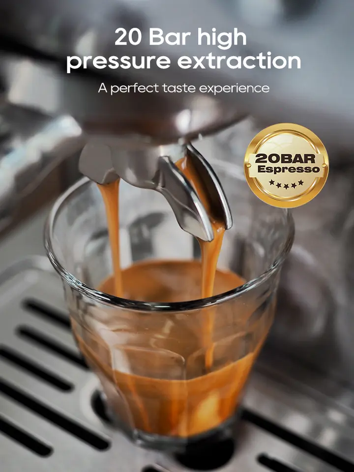 آلة إسبريسو HiBREW H10A سوداء درجة حرارة حجم قابل للتعديل قبل التحضير بورتافلتر 58 ملم صانع كابتشينو - 4