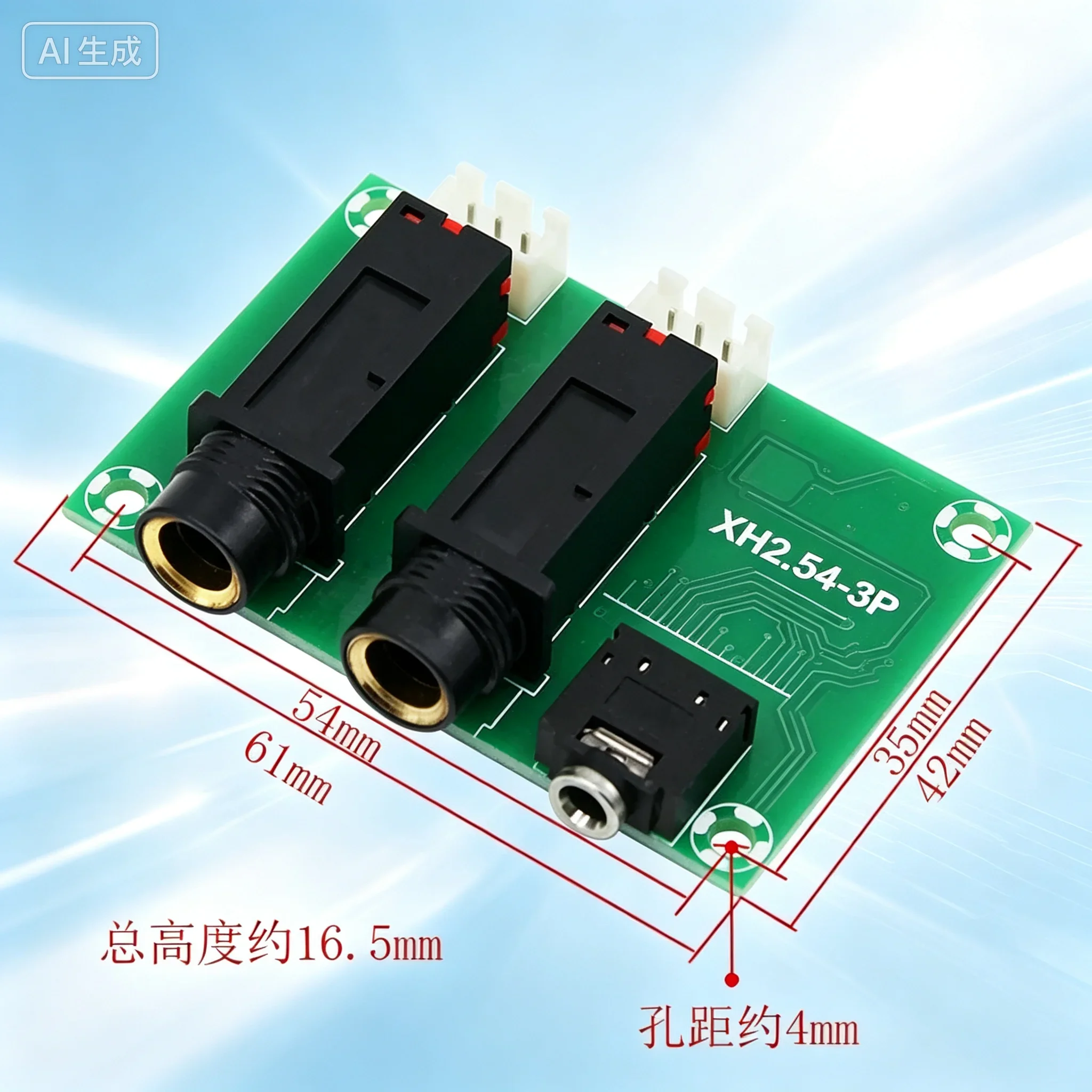 DIY Signal Breakout Board for Dual 6.5mm Mic & 3.5mm Headphone Jack, Convert to XH2.54-3P Terminal