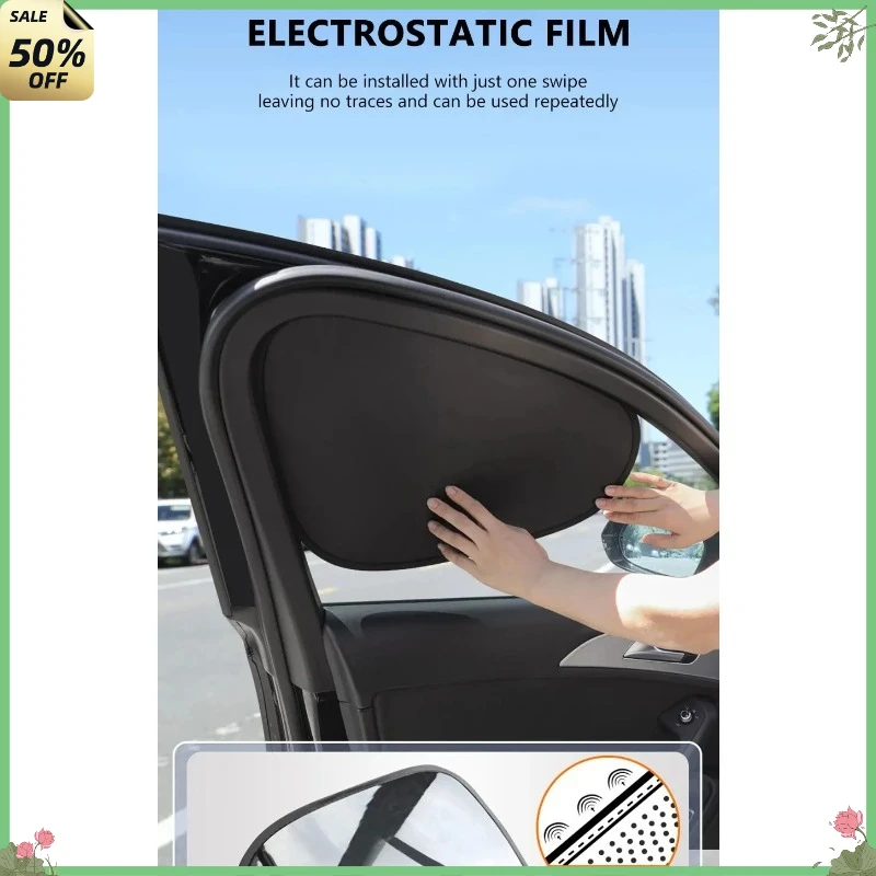 Summer Car Sun Visor Car Window 4-Layer Sun Shade Curtains Anti-Glare UV-Blocker Sun Protection Cover Electrostatic Adsorption