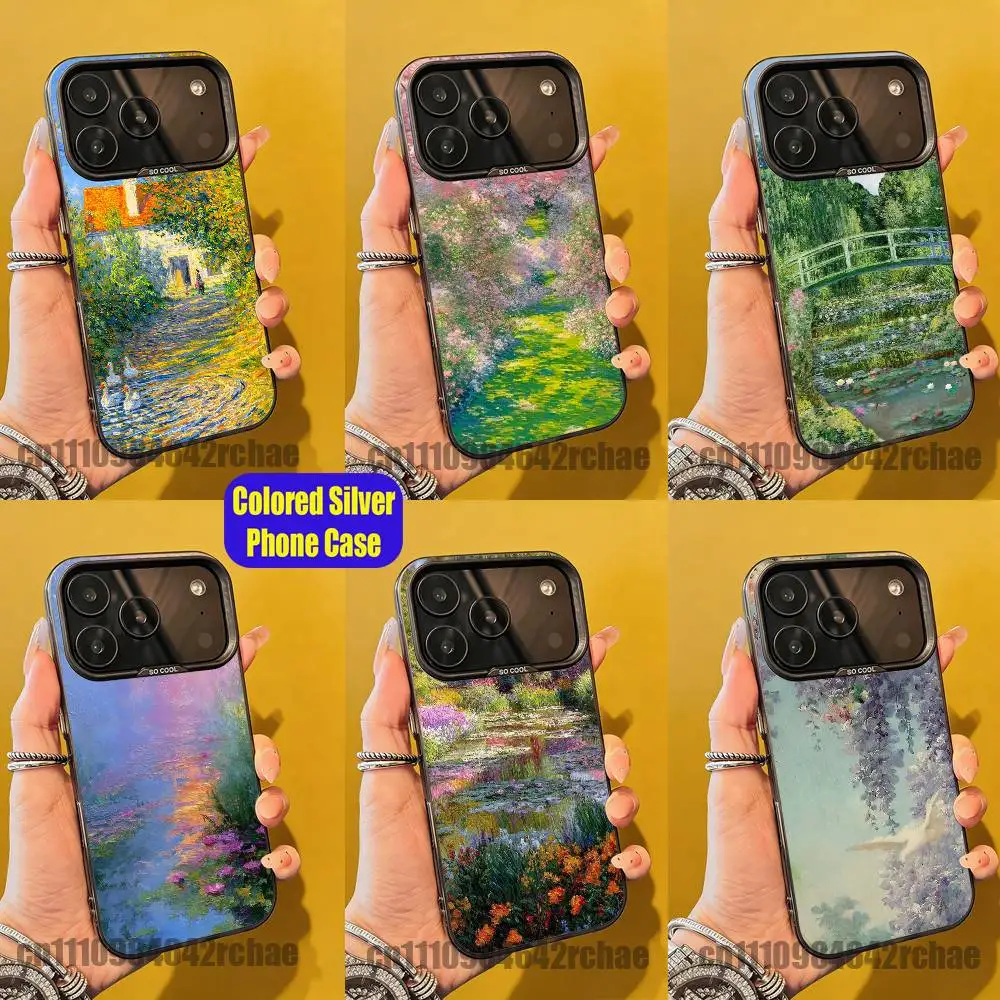 

For C-Claude M-Monet Garden House Custom Phone Case iPhone 15,12,11,14,13,16,17,E,Max,Plus,Air,Pro,Mini Color Silver Cover