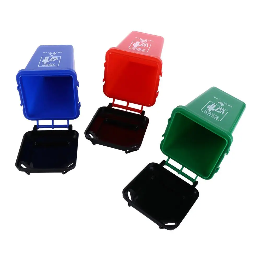 Plastic Mini Garbage Sorting Home Storage Can Decor  Mini Trash Can Mini Waste Bin Trash Can Model Pen Organizer