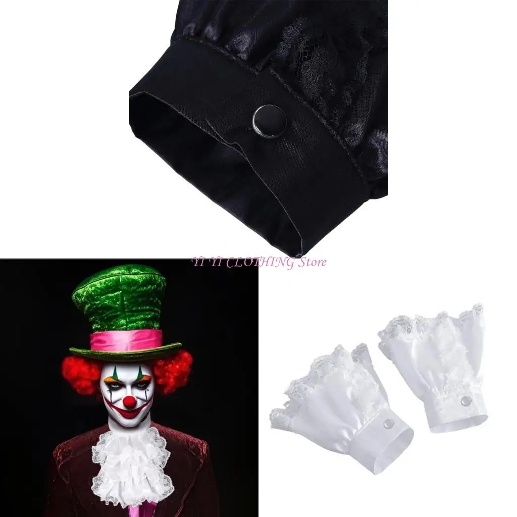 N5KF VICTORIAN RUBLUX LACE LACE JABOT Collar False Sheve Set pour les tenues médiévales