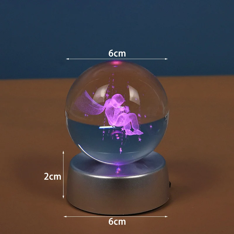 Unique Glowing Planetary Galaxy Astronaut Crystal Ball Night Light Battery Power Warm Bedside Light Christmas Gift Night Lamp