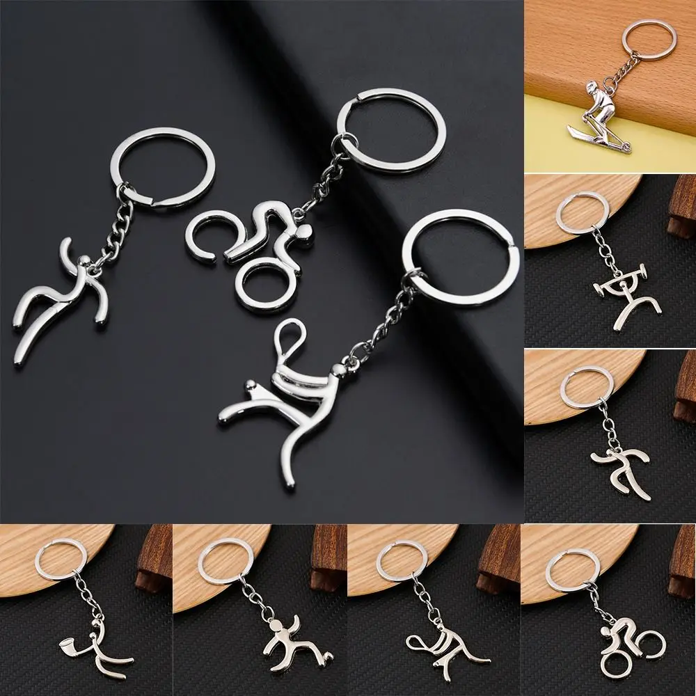 Simple Bicycle Metal Sports Logo Keychain Running Football Key Ring Ornaments Ski Tennis Alloy Pendant Women image 5