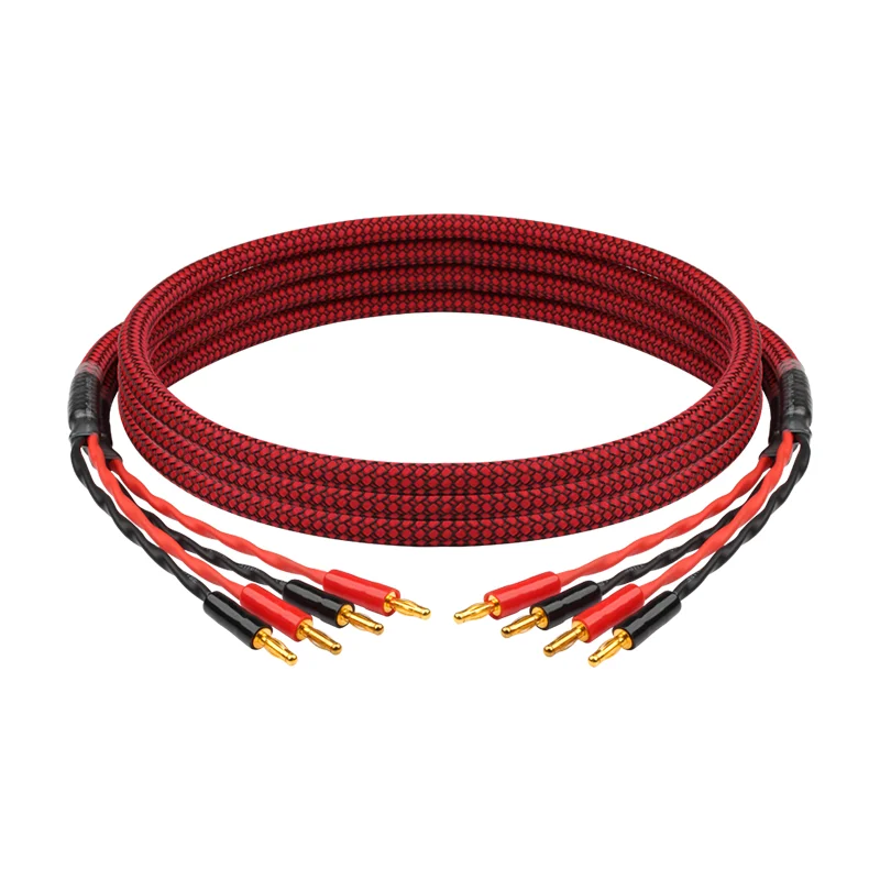 QINCROWN HiFi كابل مكبر الصوت النحاس النقي مطلية بالذهب Y التوصيل الموز التوصيل 6N OCC مكبر كهربائي مكبر الصوت كابل واجهة الاتصال