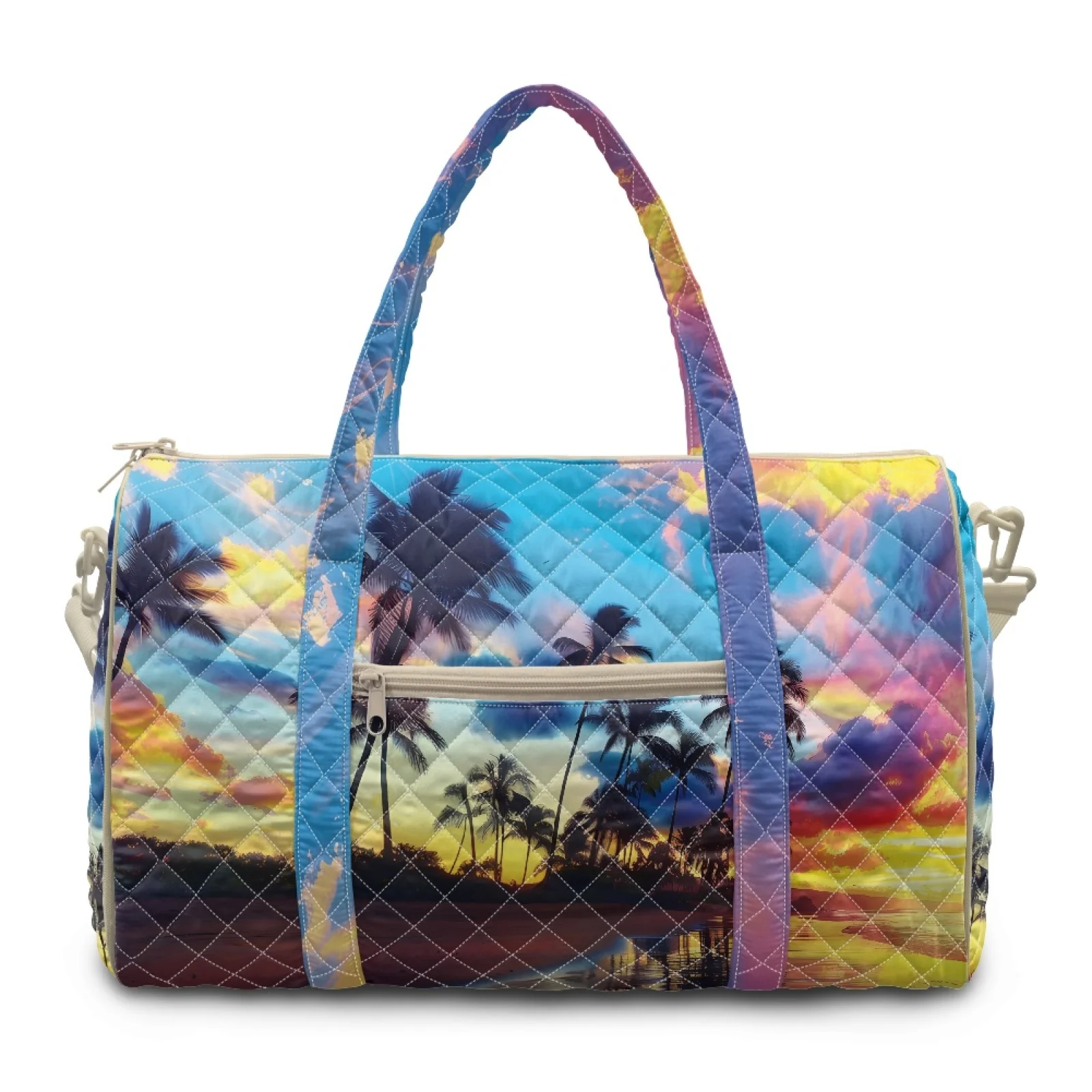 Coloranimal Palm Trees New Trend Lightweight Travel Bags for Yoga Polyester Quilted Tote Bag