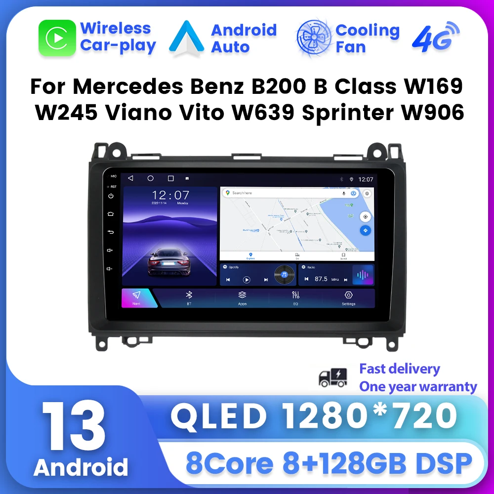 

Android 13 Car Radio Stereo 2din for Mercedes Benz B200 B Class W169 W245 Viano Vito W639 Sprinter W906 Multimedia Video Player