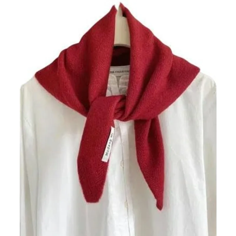 

Британский шерстяной вязаный треугольный шарф в корейском стиле, женский платок, многофункциональный теплый вязаный шарф