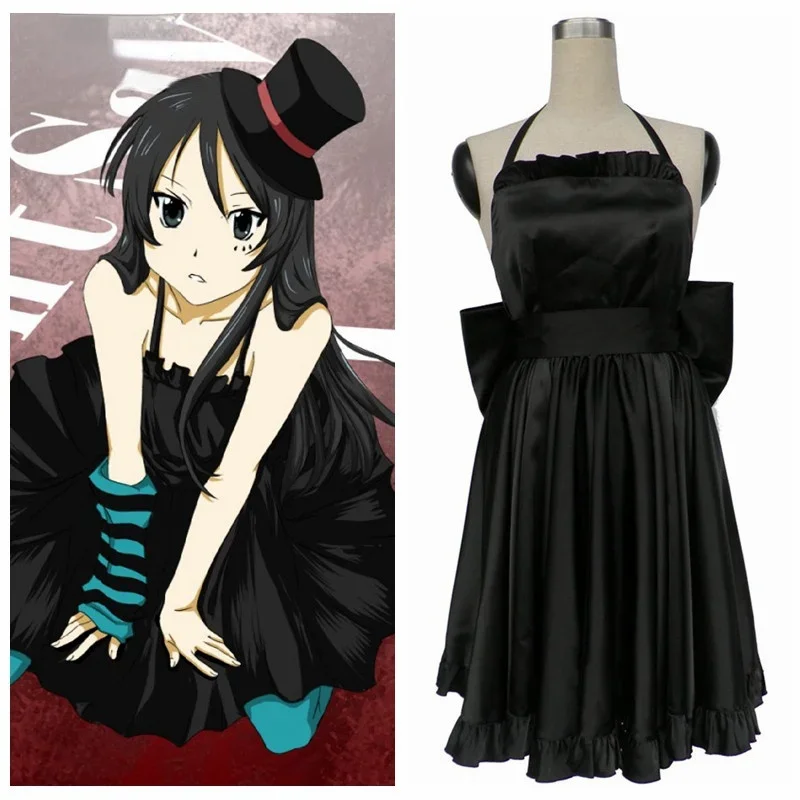 Anime K-ON! Mio Akiyama Black Dress Halloween Cosplay Costume Customize Size