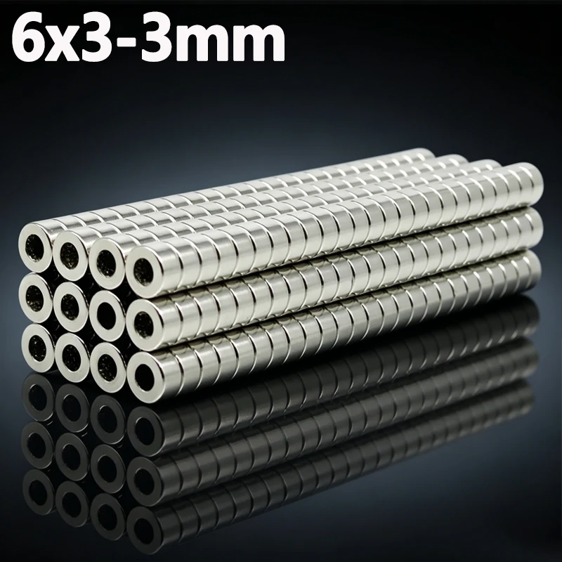 6x3-3mm Magnet N35 NdfeB Permanent Magnetic Imanes 6*3-3mm Accessory 10-200pcs Round Hole Shape Neodymium Magnet