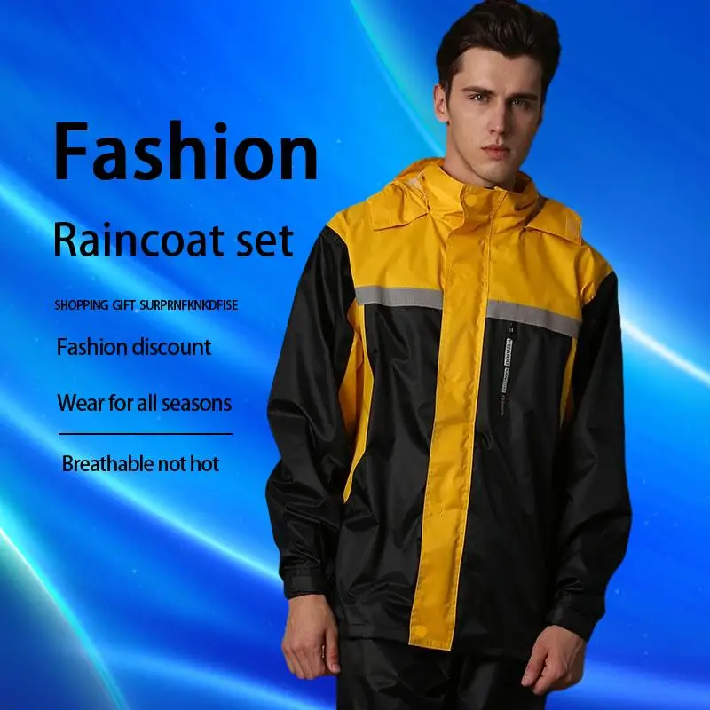 Raincoat And Rain Pants Set Fashionable Reflective Double Layered Separate Anti Riot Raincoat For Riding Motorcycles In The Rain