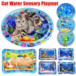 Water Sensory Playmat Thickened Inflatable Water Mat For Cat And Dog Pet Play Mat With Fish Ocean Theme Pet Water Bed for Cats