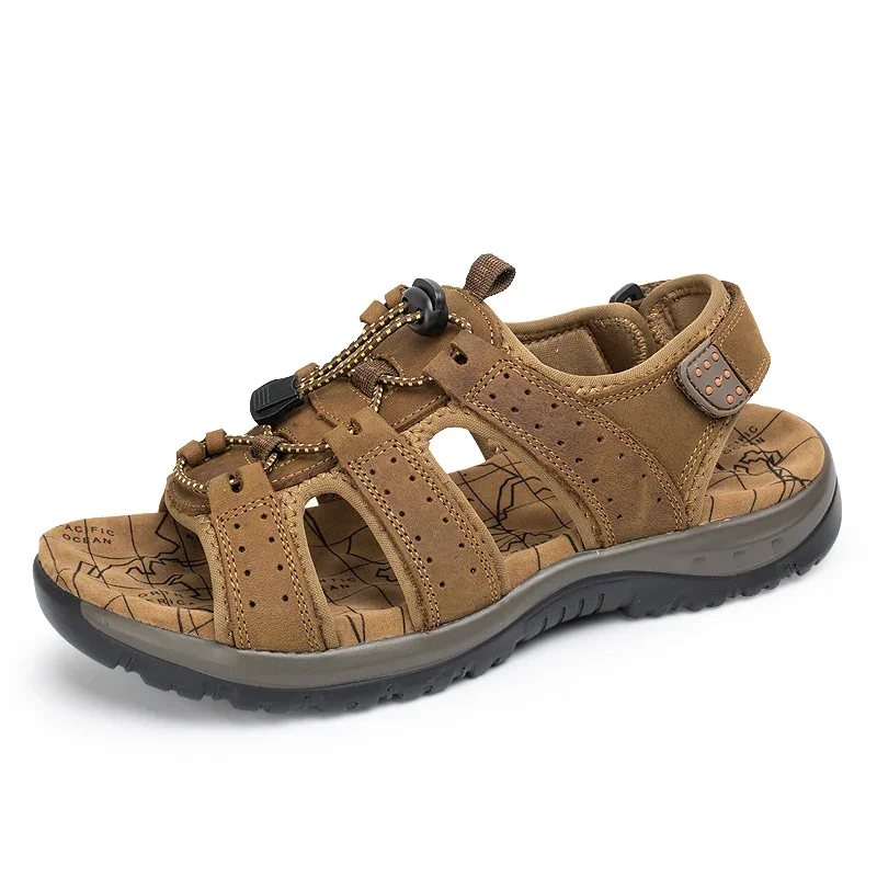 

Outdoor Summer Sandals Men Shoes New Genuine Leather Comfortable Beach Sandal Male Sandalias Hiking Chaussure High Quality Shoes