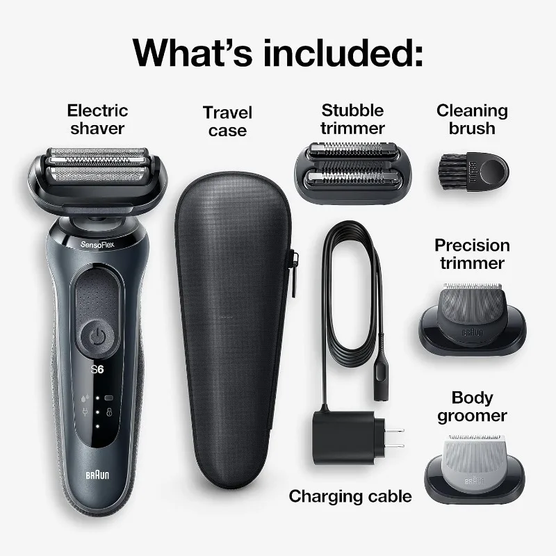 Braun Series 6 6046cs Electric Razor for Men, Wet & Dry, Electric Razor, Rechargeable, Cordless Foil Shaver with Charging Stand