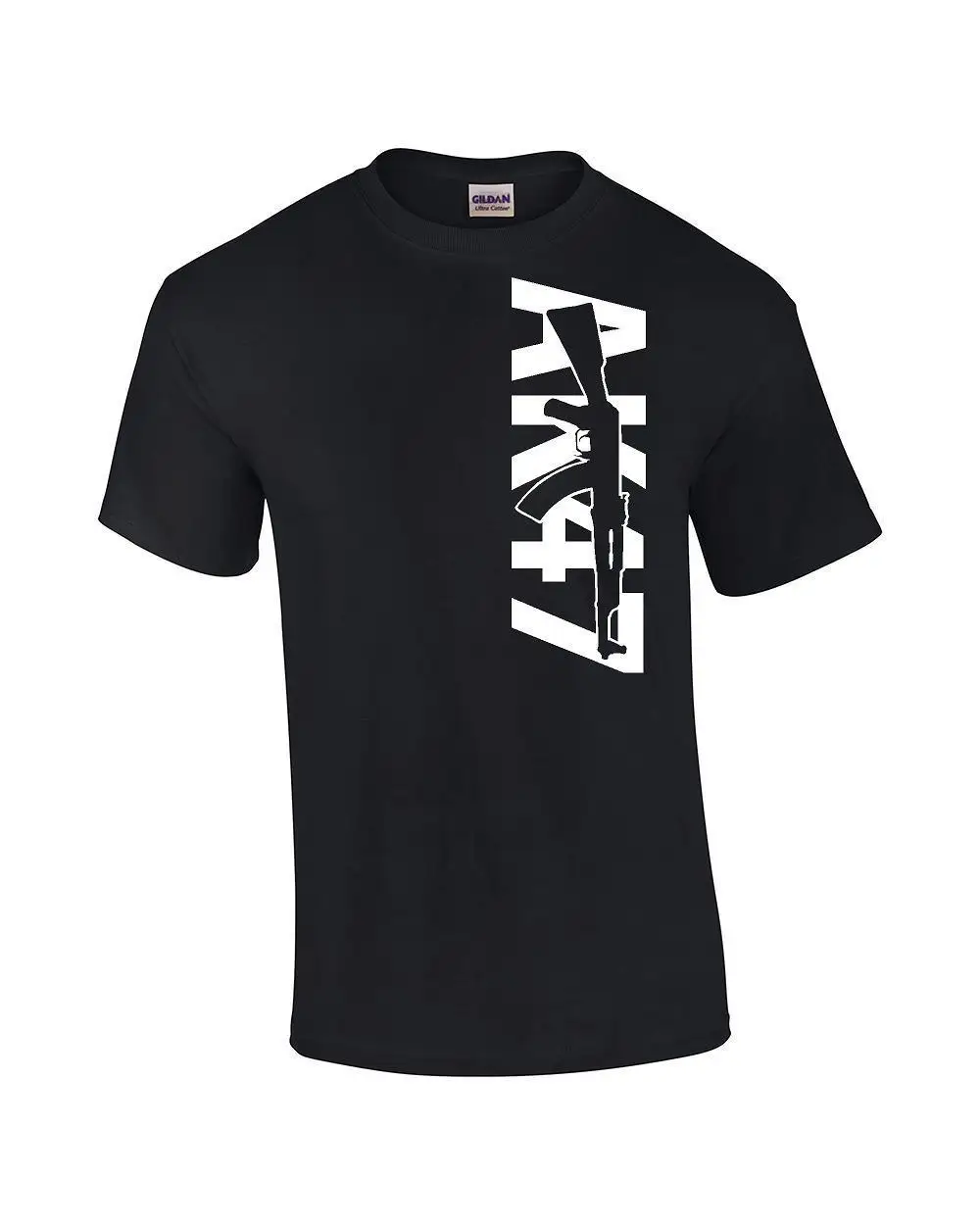 

Men Tops Tees Fashion New Printed T Shirt Short Sleeve Men AK 47 Rifle Gun Size Personalized T Shirts
