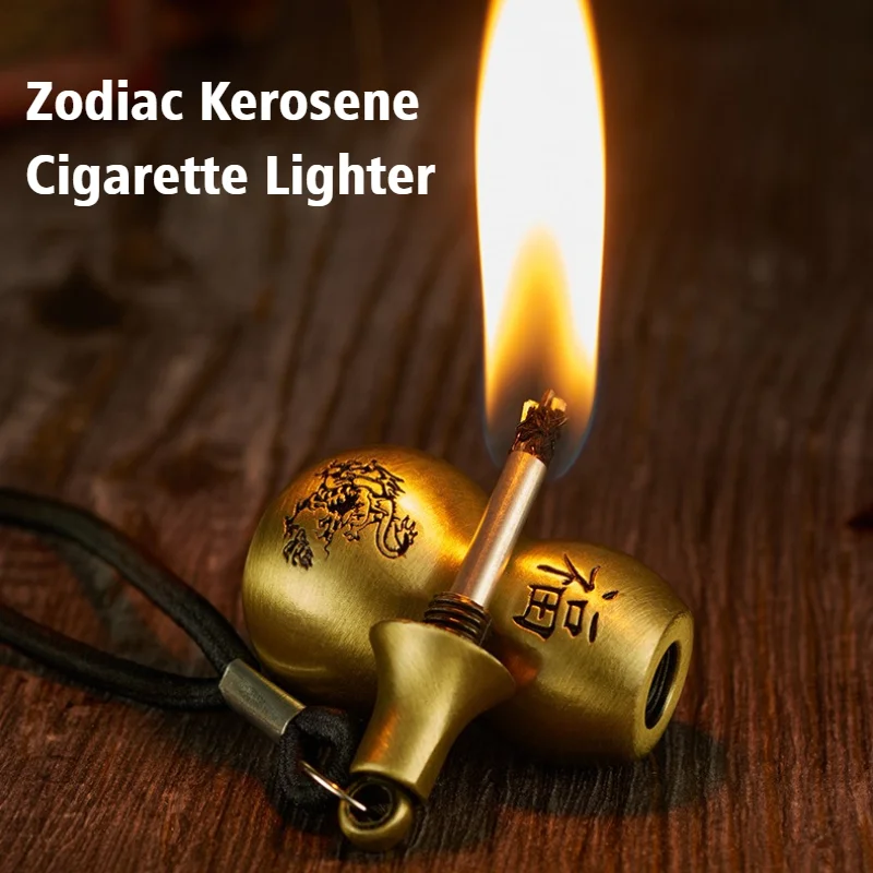 Zodiac Gourd Match Lighter for Smokes Metal Waterproof Coal Oil Cigar Igniter Windproof Cigarette Lighters & Smoking Accessories
