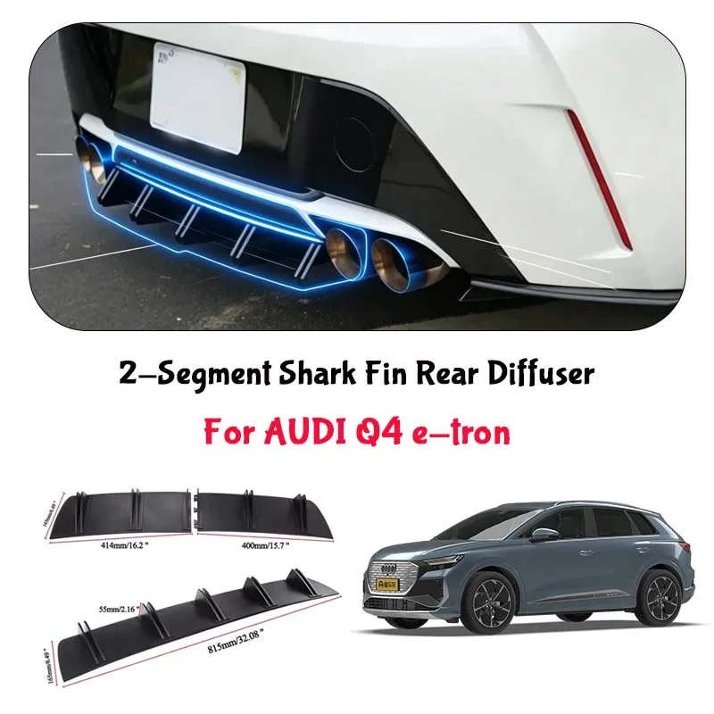 For AUDI Q4 e-tron Shark Fin Rear Diffuser Split Chassis Spoiler Auto Aerodynamic Parts Aerodynamic Modification