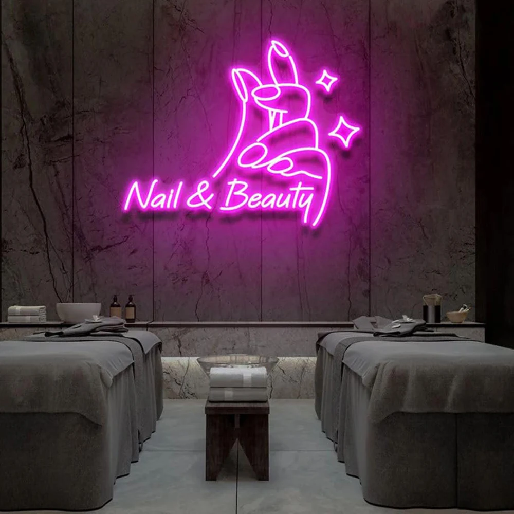 Nail & Beauty Neon Sign Custom Beauty Salon Wall Decor Personalized Light Up Sign Nail Artist Home Wall Decor Led Neon Light