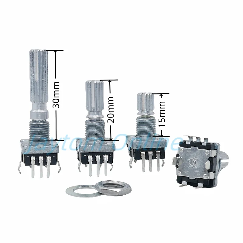 1pc EC11 Encoder Switch With Push on Switch Audio Digital Switch 20/30 Positions 15/20 Pulses 5Pin Plug in 15/20/30MM Plum Shaft