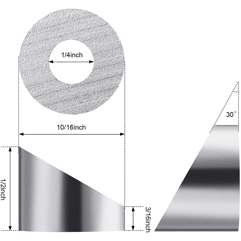 

40Pieces T316 Stainless Steel Angled Beveled Washer 1/4 Inch 30 Degree Washer, Wood Metal Aluminum Posts, DIY Balustrade-TFBC