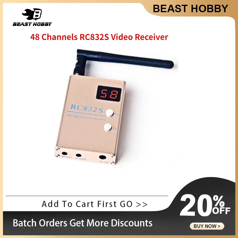 

BeastHobby RC832S 5.8Ghz 48CH 5dB High Sensitive FPV Receiver AV VRX for RC Drone DIY Accessories Parts