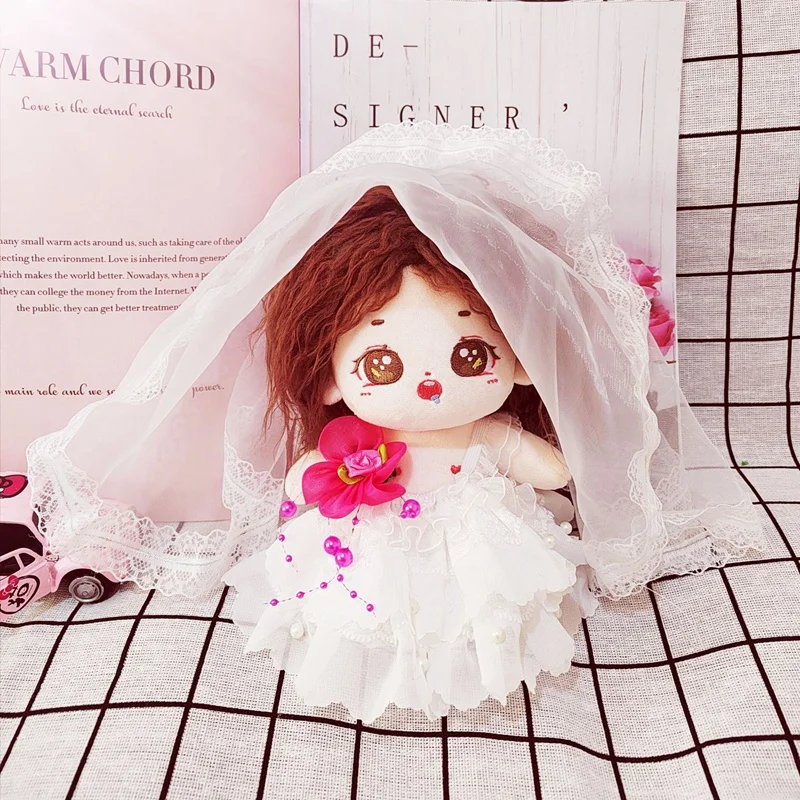 20cm Idol Doll Clothes Wedding Dress for Star Cotton Dolls Accessories White Gauze Skirt Non-attribute Doll Replacement Toy