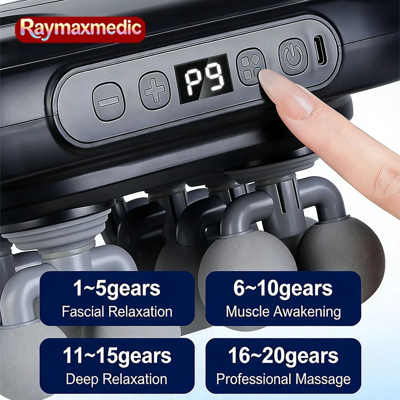 

Массажный пистолет Raymax 16 Head Fascia Gun для мышц, высокочастотный массажер для шеи, плеч и талии, профессиональный массажный пистолет для мышц