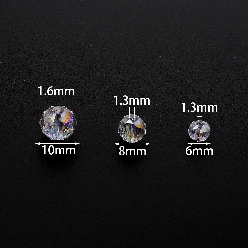 50pcs/lot Austria Crystal Glass Beads Round Flat Faceted Glass Loose Beads For Jewelry Making DIY Bracelet Necklace Accessories - view 5
