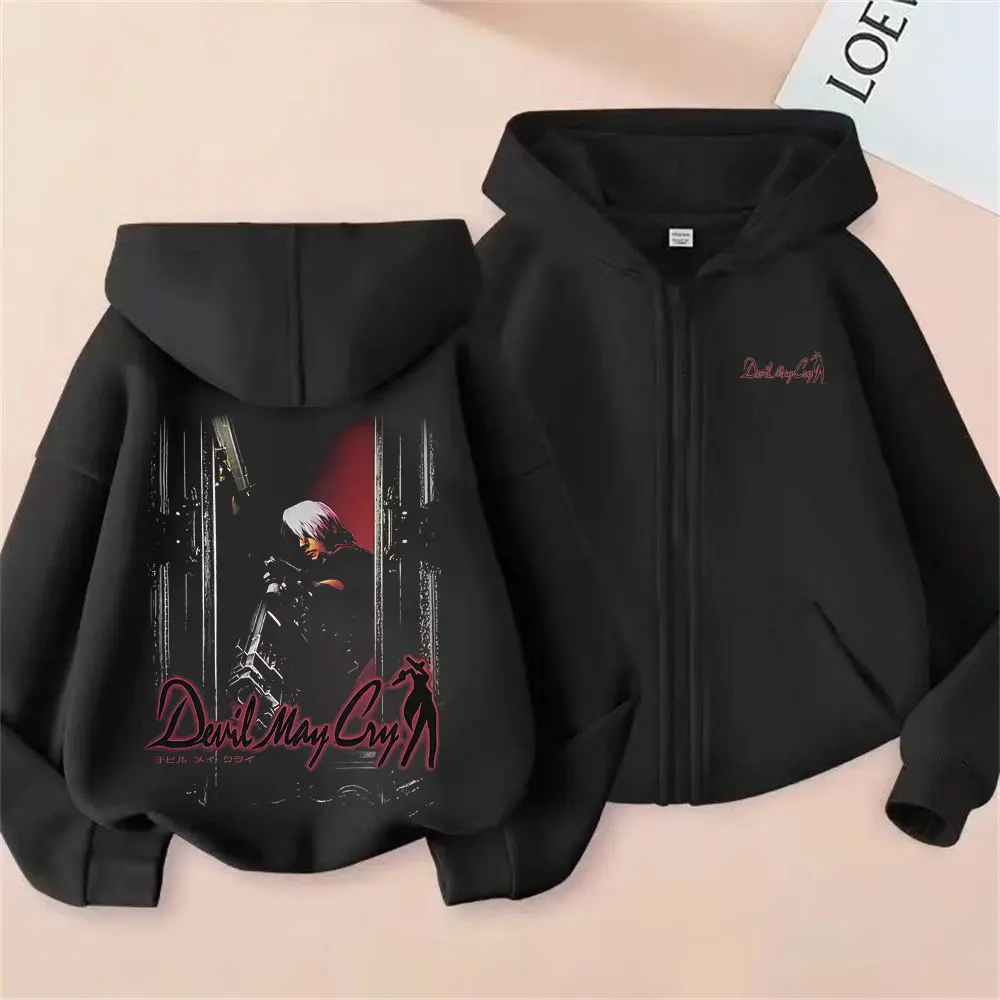 

Game Devil May Cry Dante Zipper Hoodie Fans Gift Men Women Vintage Gothic Oversized Zip Up Jacket Male Casual Cosplay Streetwear