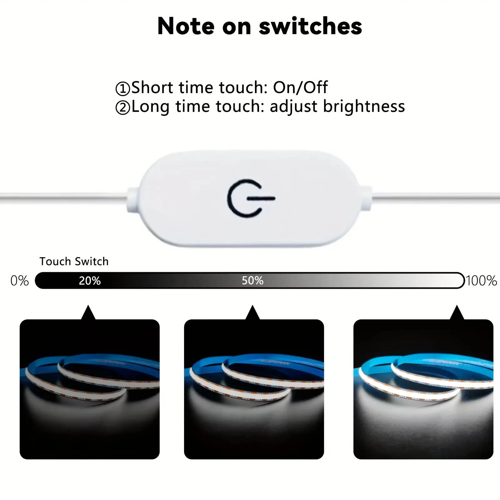 COB light strip, touch control, computer light, dimmable, suitable for home, kitchen, bathroom, bedroom, Christmas party