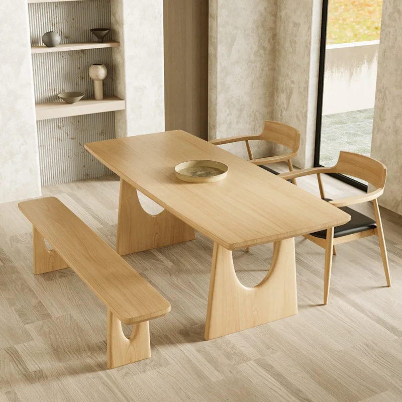 

All solid wood tables and chairs, Wabi family dining table, rectangular wooden light luxury creative Japanese designer workbench