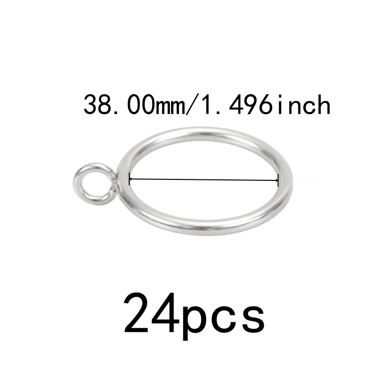 24 pcs Smooth Sliding On Rod 38mm Iron Drapery Rings, great for Bedroom Blackout Drapery, Silver Iron Material