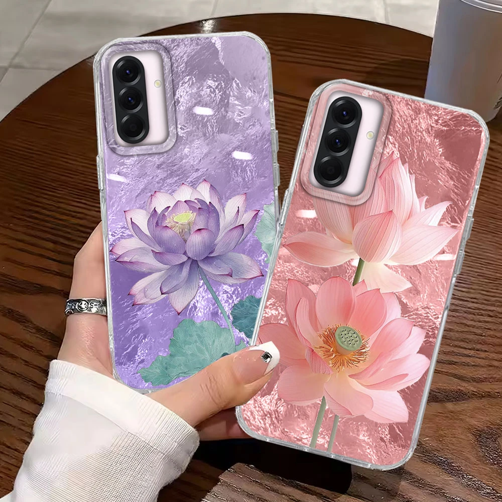 Rosa Lotusblüten-Luxus-Handyhülle für Samsung Galaxy A57 A07 A56 A55 A16 A17 A26 A54 A15 A13 A36 A25 A35 A14 A12 Cover