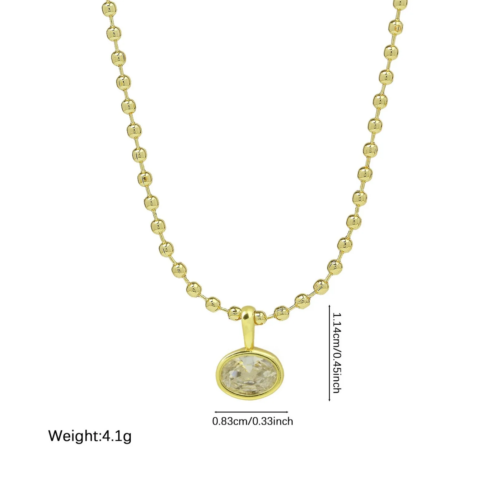 Großhandel Geometrischer Klarer Zirkonia-Anhänger Charm-Halskette 18K Vergoldete Messing-Kugelkette Stilvolles Geschenk für Frauen, 1 Stück – Detail 8
