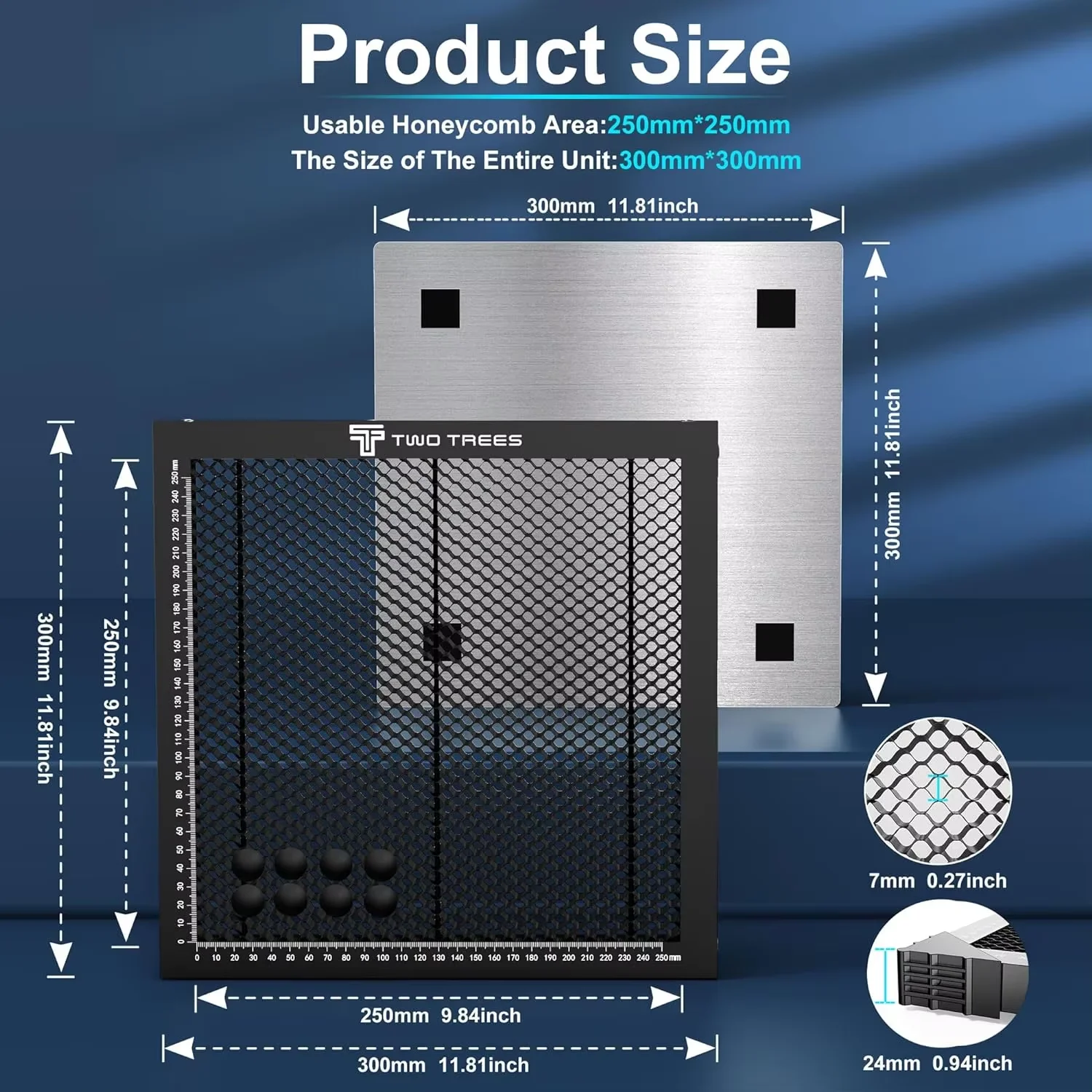 TWO TREES Honeycomb Laser Bed 300x300mm 400x400mm 500x500mm Working Table with Aluminum Panel for Laser Engraver Cutting Machine Black Oxide Coated - view 8