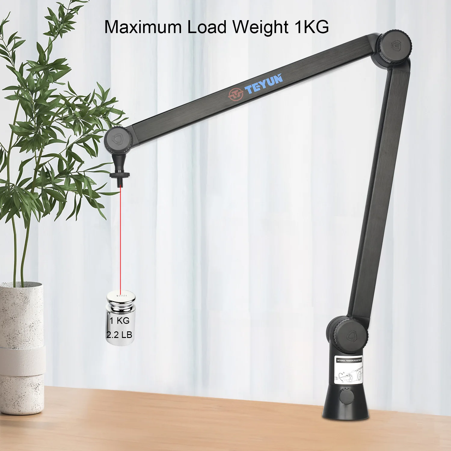 TEYUN Broadcast Microphone Boom Arm Stand Pantograph Heavy Load Holder 1KG Support Adjustable Angle Mic Suspension Bracket NBA-6