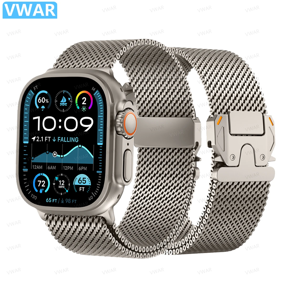 

Milanese Loop Band for Apple Watch Ultra 2 3 49mm 46mm 45mm 44mm Parachute Buckle For iWatch Series 11 10 9 8 7 6 5 SE Strap